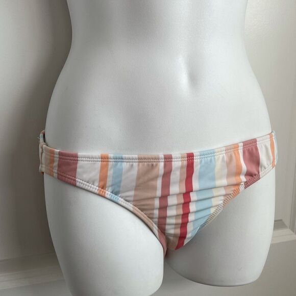 Xhilaration Multi Striped Hipster Bikini Bottom Junior Medium White Beige Clay - Picture 7 of 12